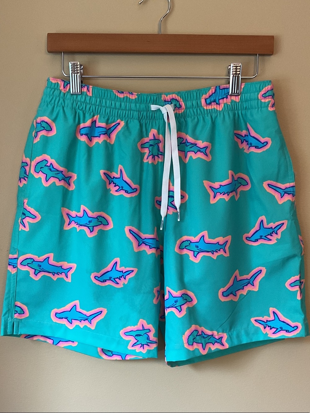 Men's Chubbies Shark-Print Swim Trunks - Drawstring Waist Size M